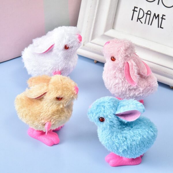 Clockwork Plush Rabbit Simulation animal plush jumping stail children's toys -1pcs (Any Color)