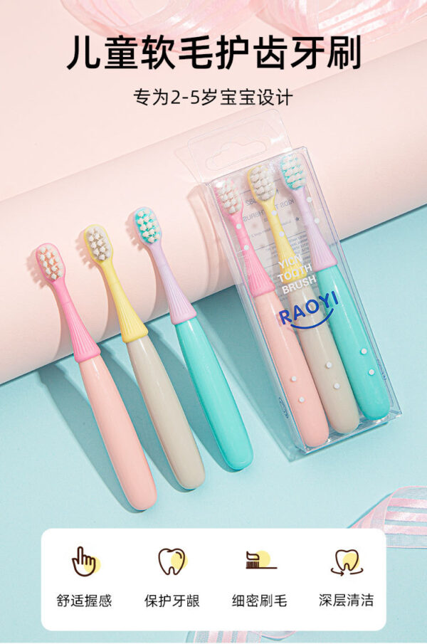3pcs Set Baby Hand brush Children's toothbrush soft-bristled CN (Any Color)