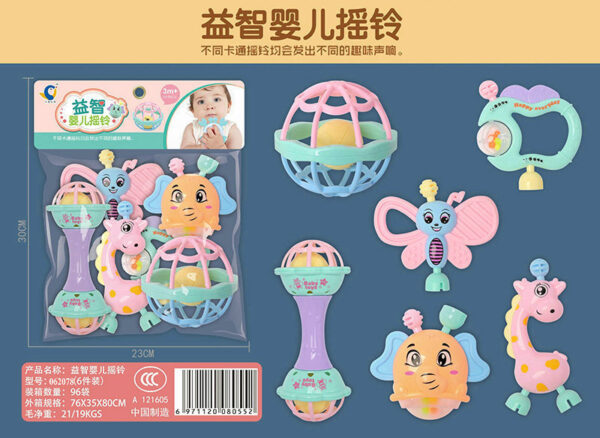 6pcs set Premium Children's teether early education training set toy for Baby Hand Teether With jhunjhuni CN