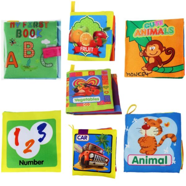 Baby cloth book, Alphabet, Fruit, Vegetables,Traffic, Animal1356, Animal1355 ,Digit,-7pcs set