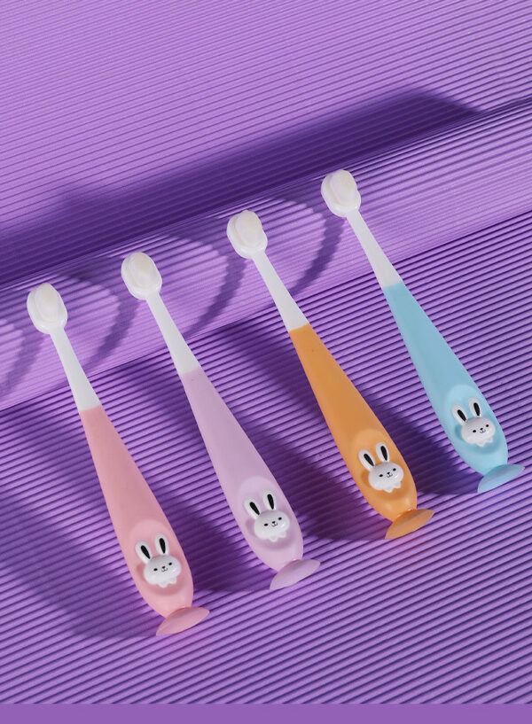 Children's 10000/ten thousand hair toothbrush cartoon rabbit soft hair toothbrush 1-12 years old baby soft hair oral cleaning toothbrush with box (Any Color)