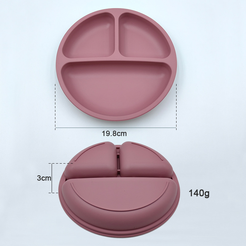 Children's silicone bowl with handle fork and spoon three-piece set baby food bowl anti-fall suction cup bowl baby tableware set (Any Color) - Image 7