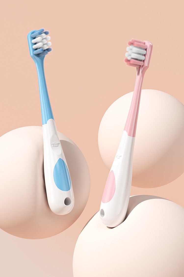 Children's soft bristle toothbrush cartoon cute shape 3-9 years old baby 2pcs card set (Any Color) - Image 3