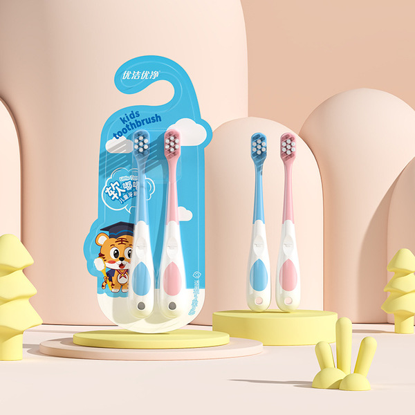 Children's soft bristle toothbrush cartoon cute shape 3-9 years old baby 2pcs card set (Any Color) - Image 8