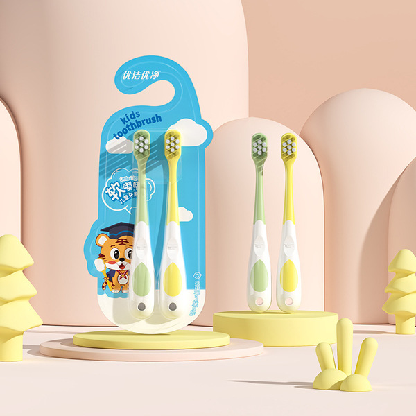 Children's soft bristle toothbrush cartoon cute shape 3-9 years old baby 2pcs card set (Any Color) - Image 10