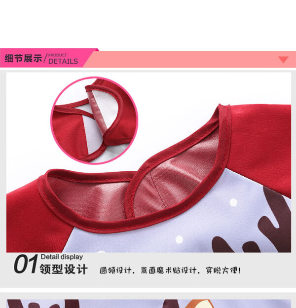Fully waterproof baby eating boys and girls bibs baby reverse wear children's painting apron size: Length 40CM (0-3 years old) (Any Color) - Image 6