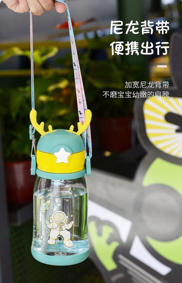 Children's cartoon straw with handheld teapot for elementary school students, water absorbent, fall protection 500ml Number Plastic Kids Water Bottle/Mom pot -1pcs (Any Color) - Image 20