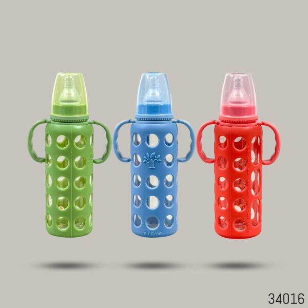 Full Glass Cover Handle feeder 240ml -1pcs (Any Color) - Image 2