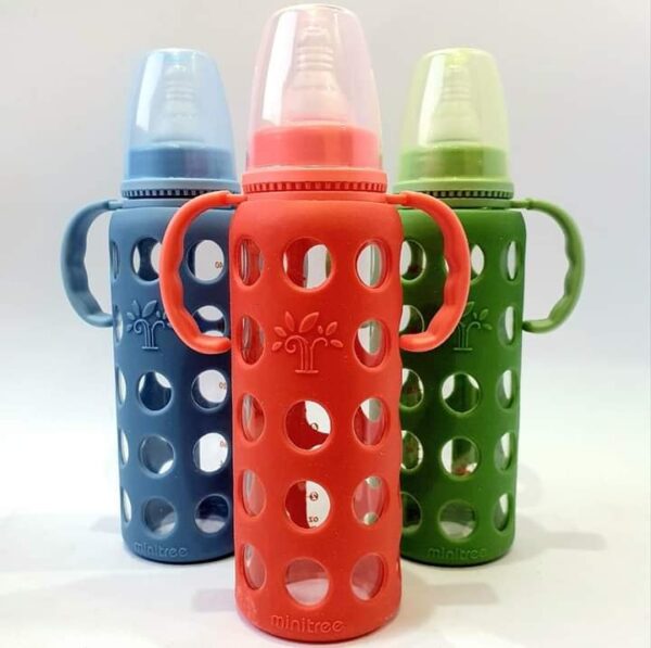 Full Glass Cover Handle feeder 240ml -1pcs (Any Color) - Image 4