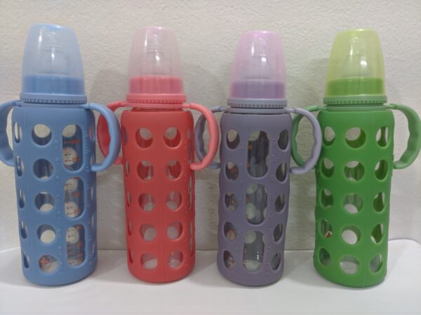 Full Glass Cover Handle feeder 240ml -1pcs (Any Color) - Image 6