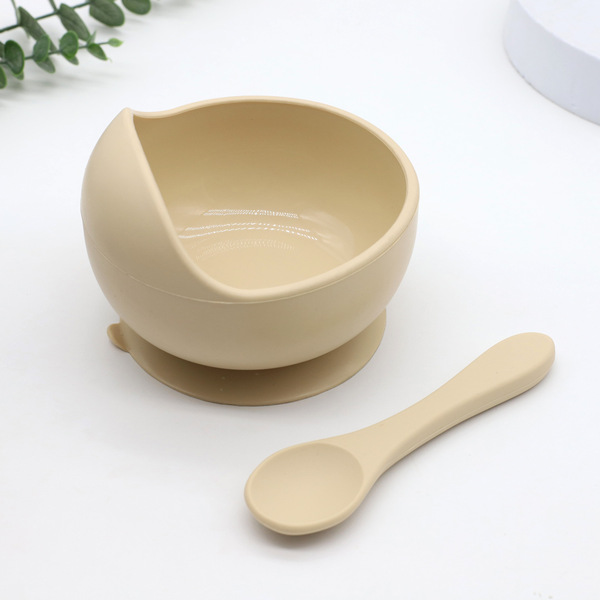 Children's silicone bowl with spoon baby food bowl anti-fall suction cup bowl baby tableware set (Any Color) - Image 8
