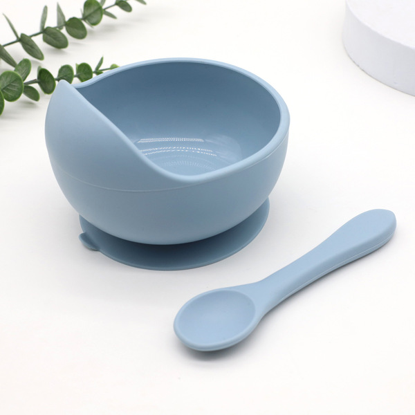 Children's silicone bowl with spoon baby food bowl anti-fall suction cup bowl baby tableware set (Any Color) - Image 9