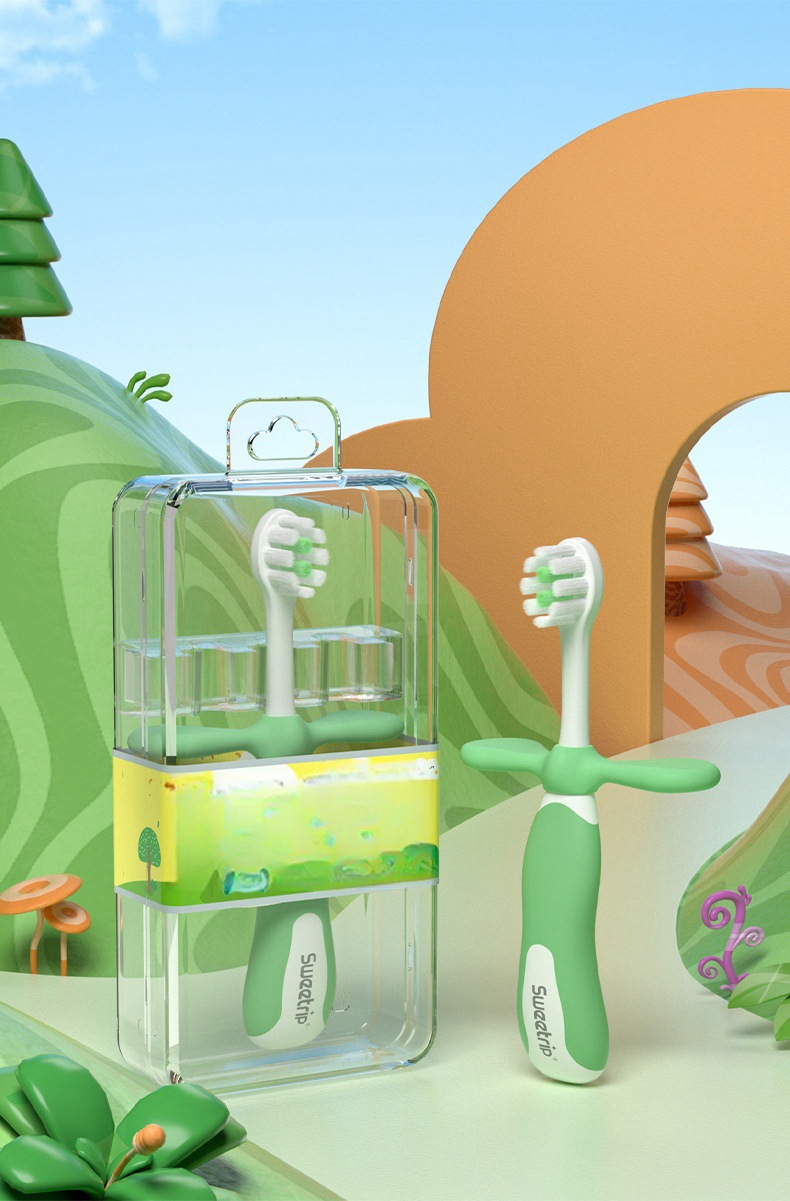 Children's training toothbrush baby soft fine hair small head 2-12 years old non-slip handle storage box packaging -1pcs (Any Color) - Image 9