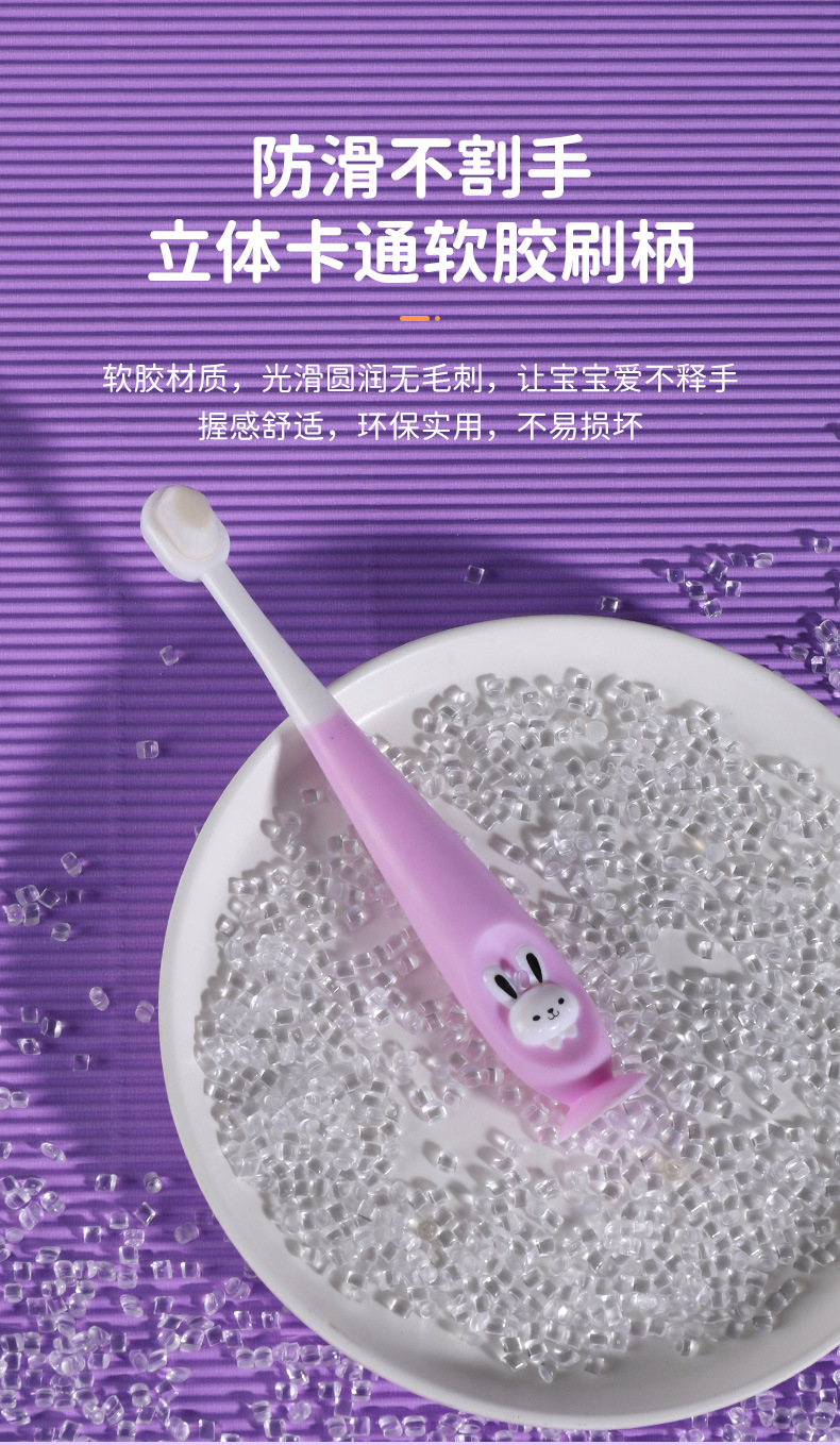 Children's 10000/ten thousand hair toothbrush cartoon rabbit soft hair toothbrush 1-12 years old baby soft hair oral cleaning toothbrush with box (Any Color) - Image 7
