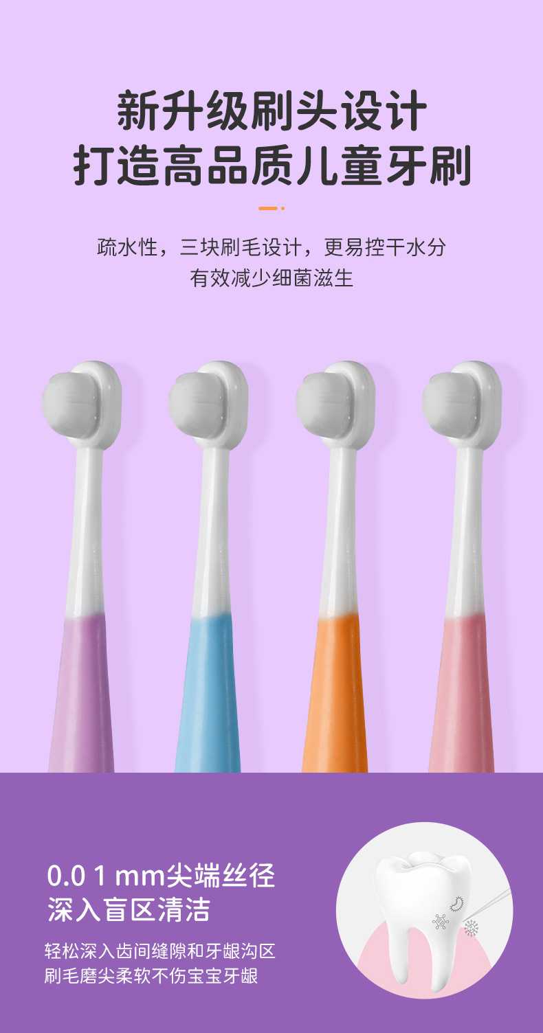 Children's 10000/ten thousand hair toothbrush cartoon rabbit soft hair toothbrush 1-12 years old baby soft hair oral cleaning toothbrush with box (Any Color) - Image 6
