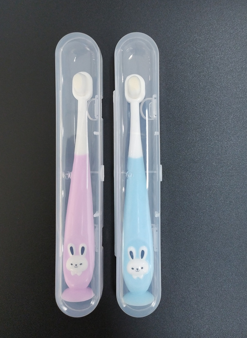 Children's 10000/ten thousand hair toothbrush cartoon rabbit soft hair toothbrush 1-12 years old baby soft hair oral cleaning toothbrush with box (Any Color) - Image 2