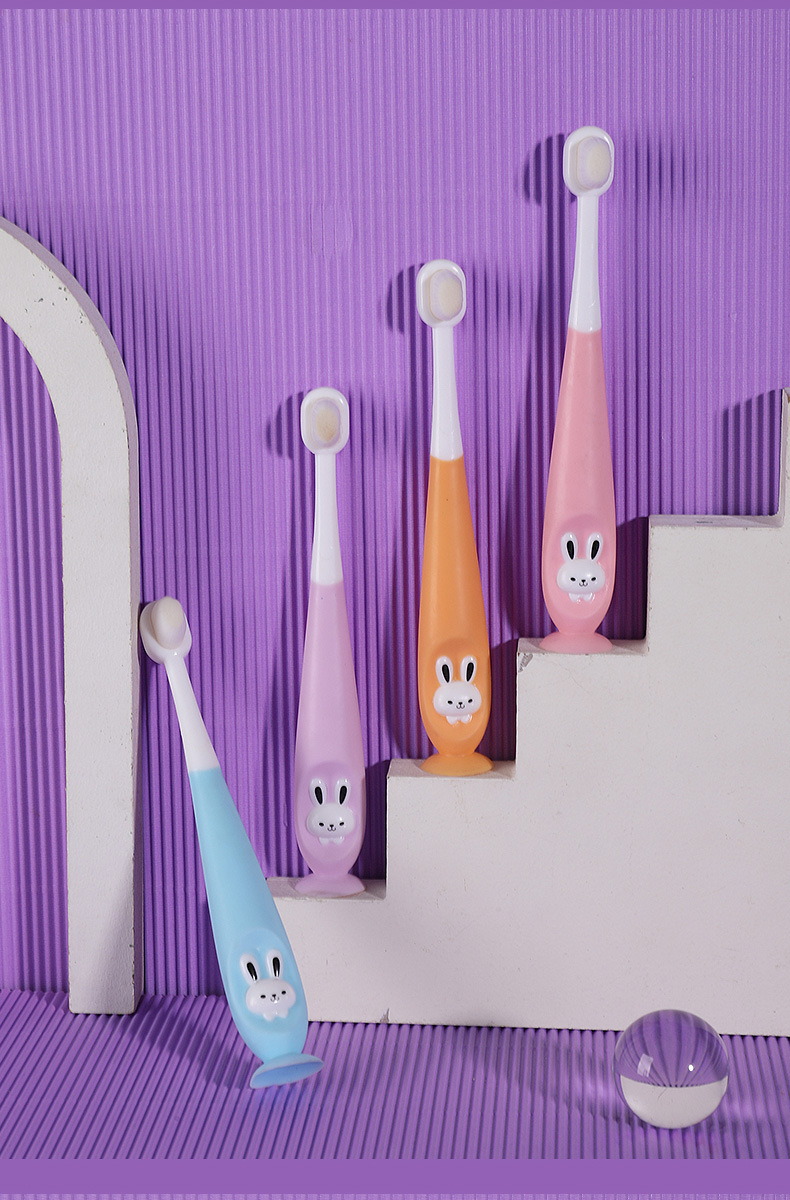 Children's 10000/ten thousand hair toothbrush cartoon rabbit soft hair toothbrush 1-12 years old baby soft hair oral cleaning toothbrush with box (Any Color) - Image 12