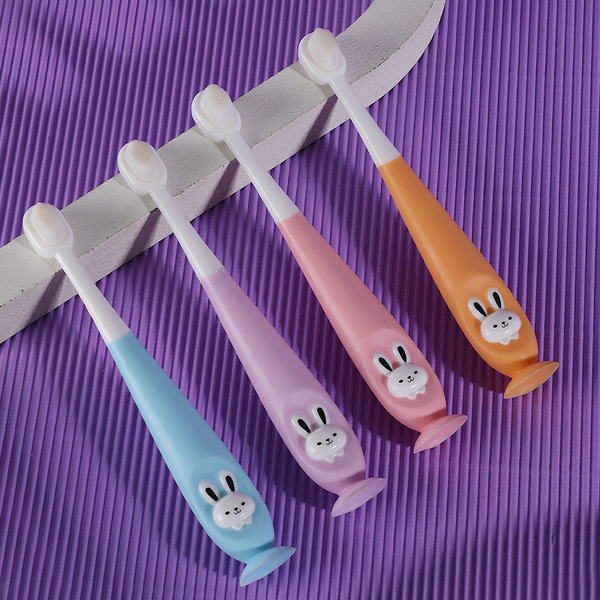 Children's 10000/ten thousand hair toothbrush cartoon rabbit soft hair toothbrush 1-12 years old baby soft hair oral cleaning toothbrush with box (Any Color) - Image 3