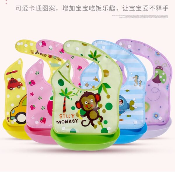 Children's waterproof three dimensional detachable eating bib for food, with pocket Baby Dining Bib -1pcs (Any Color) - Image 7