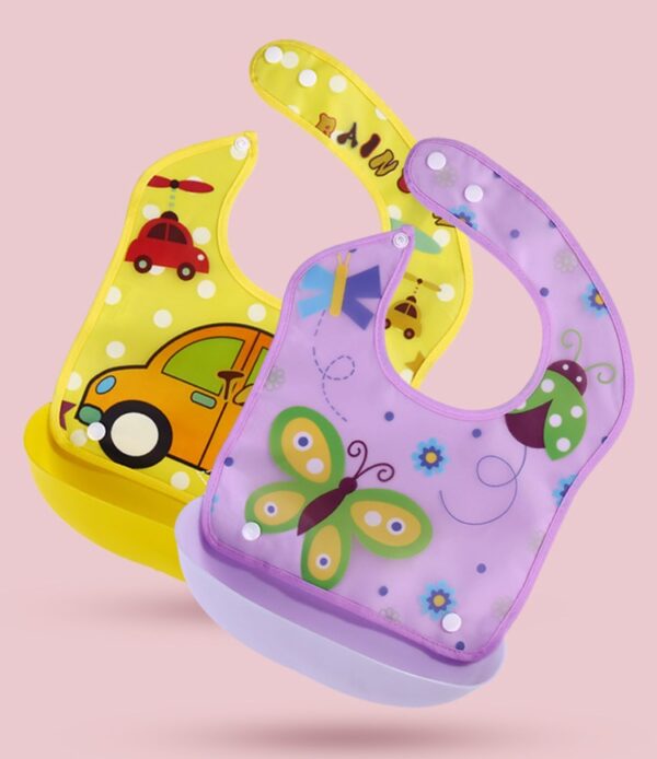 Children's waterproof three dimensional detachable eating bib for food, with pocket Baby Dining Bib -1pcs (Any Color) - Image 4