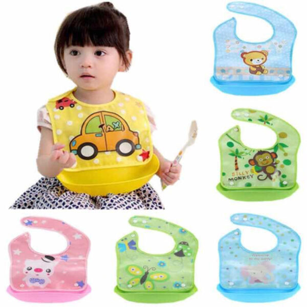 Children's waterproof three dimensional detachable eating bib for food, with pocket Baby Dining Bib -1pcs (Any Color) - Image 5