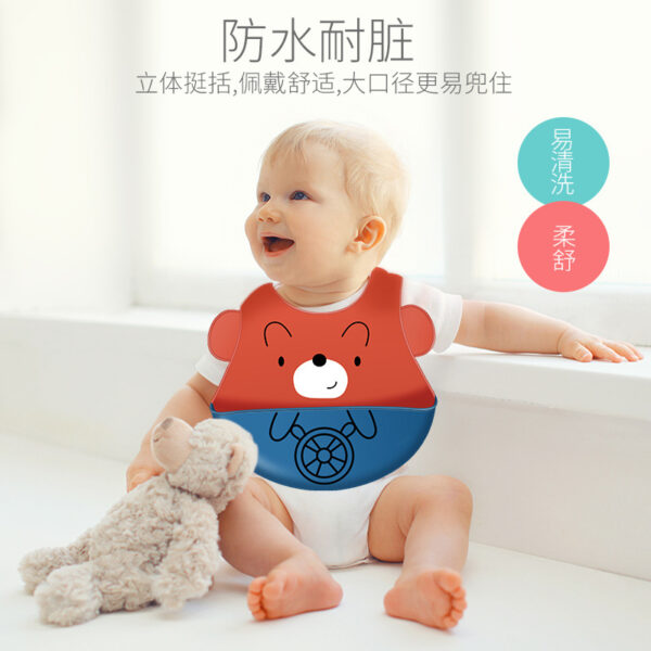 Silicone Baby Bibs with Food Catcher -1pcs (Any Color) - Image 5