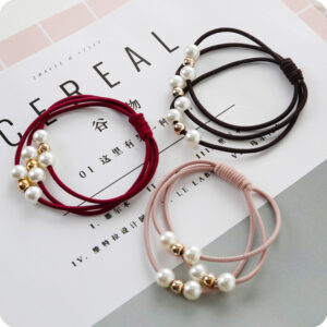 Creative hair rope, versatile pearl hair tie, beaded multi-layer hair tie, high elastic rubber band hair tie  -3pcs (Any Color)