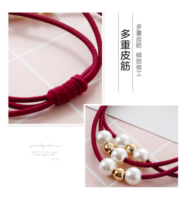 Creative hair rope, versatile pearl hair tie, beaded multi-layer hair tie, high elastic rubber band hair tie  -3pcs (Any Color) - Image 12