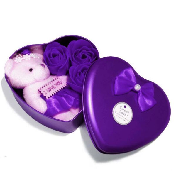 Heart-Shaped Box with Teddy and Roses Valentine Day Best Love Gift -1pcs (Any Color) - Image 9