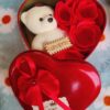 Heart-Shaped Box with Teddy and Roses Valentine Day Best Love Gift -1pcs (Any Color) - Image 2