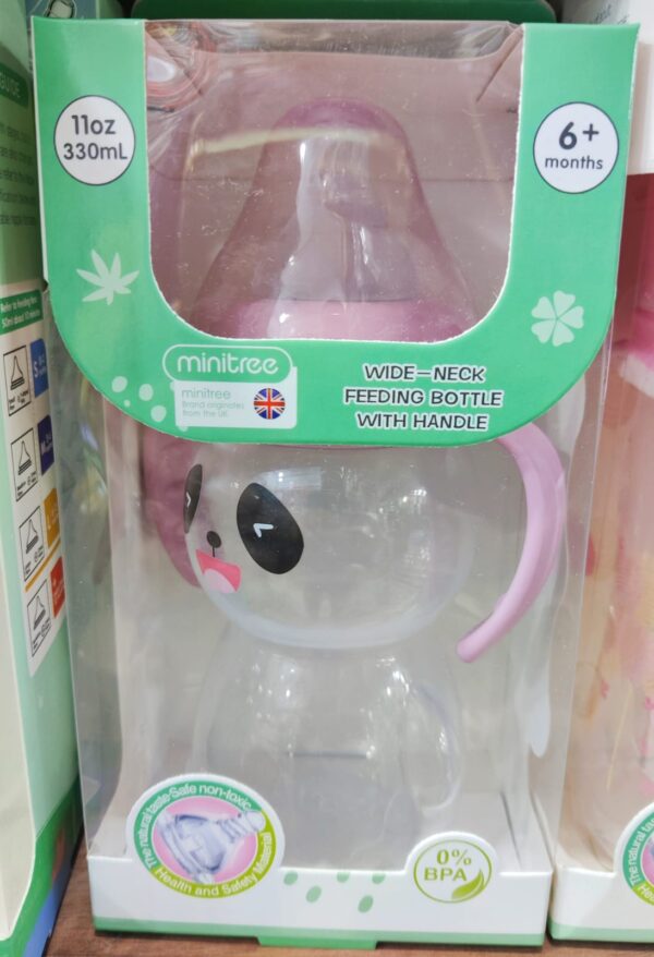 MiniTree Wide-Neck Feeding Bottle With Handle 330ml -1pcs (Any Color) - Image 9