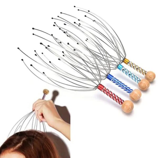 Metal Manual Octopus Head Massager Scalp Massage Tool Claws Scalp Stress Relaxation -1pcs (Any Color)
