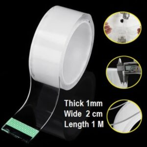 1mm thick 2cm wide 1meter long/3.8 tube core Clear Nano Double Side Adhesive Tape -1pcs