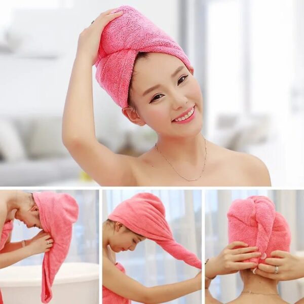 Korean solid color absorbent dry hair cap absorbent dry hair towel thickened dry hair towel dry shower cap -1pcs  (Any Color) - Image 15