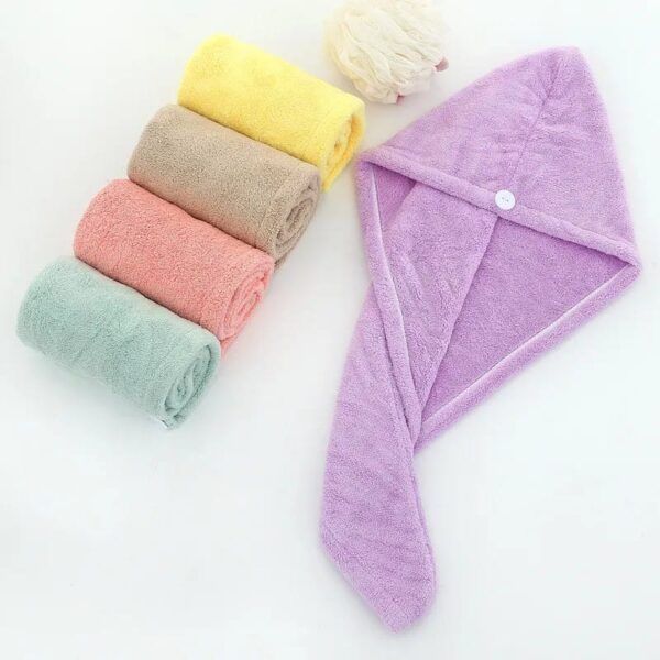 Korean solid color absorbent dry hair cap absorbent dry hair towel thickened dry hair towel dry shower cap -1pcs  (Any Color) - Image 16