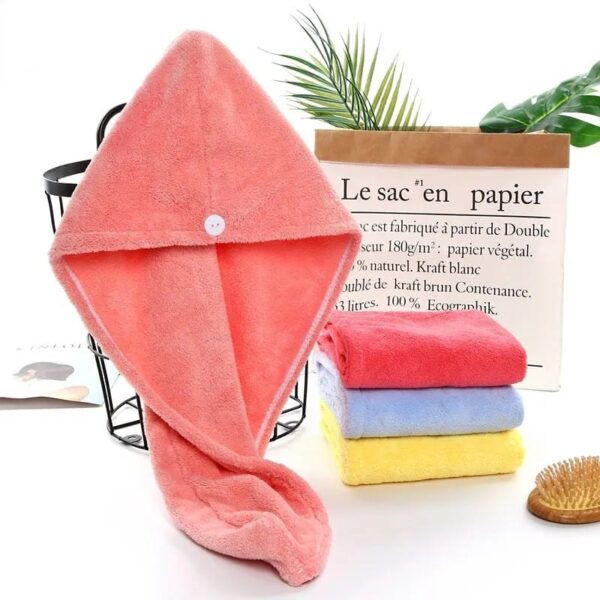 Korean solid color absorbent dry hair cap absorbent dry hair towel thickened dry hair towel dry shower cap -1pcs  (Any Color) - Image 14