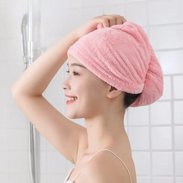 Korean solid color absorbent dry hair cap absorbent dry hair towel thickened dry hair towel dry shower cap -1pcs  (Any Color) - Image 17