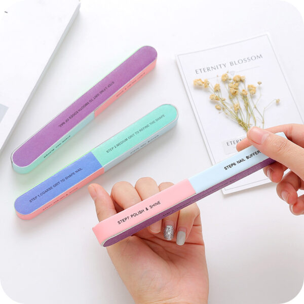 Nail file polishing gauze six-sided polishing and filing manicure tool nail file printed nail grinder -1pcs