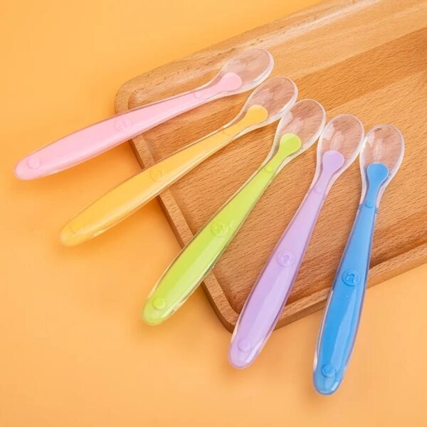 Full Silicone baby soft head spoon children to eat spoon supplementary food bowl spoon -1pcs - Image 3