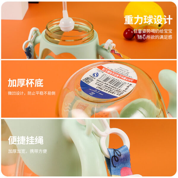Kids Water Bottle 300ml Slicone Straw Mom pot -1pcs (Any Color) - Image 6