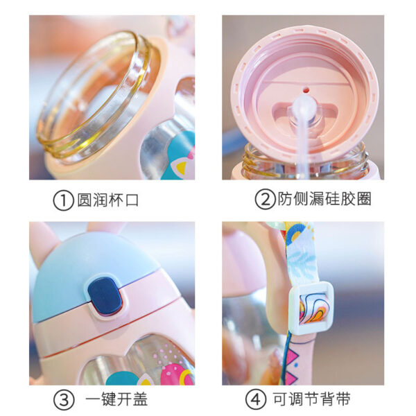 Kids Water Bottle 300ml Slicone Straw Mom pot -1pcs (Any Color) - Image 4
