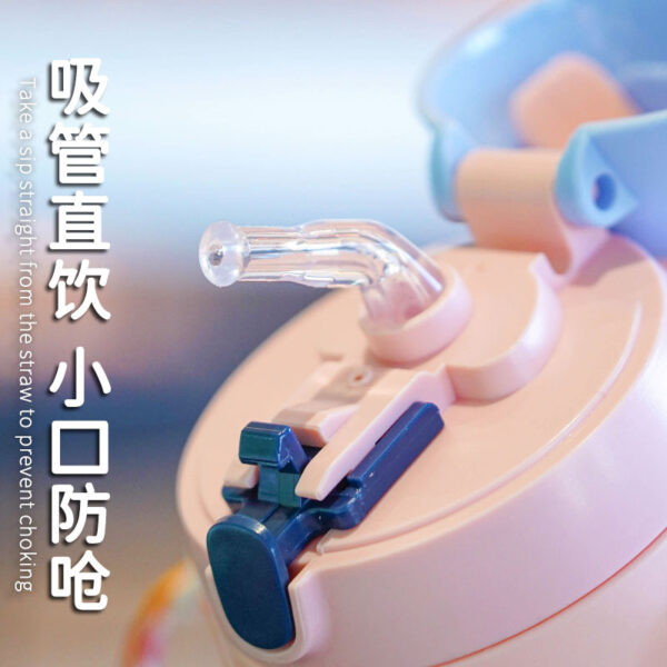 Kids Water Bottle 300ml Slicone Straw Mom pot -1pcs (Any Color) - Image 5