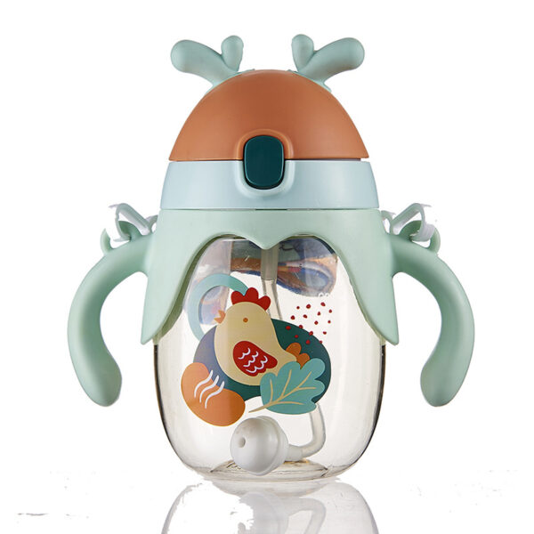 Kids Water Bottle 300ml Slicone Straw Mom pot -1pcs (Any Color) - Image 7