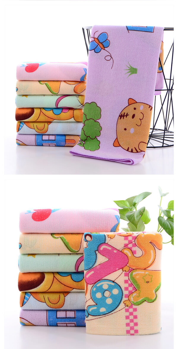 Bath towel cartoon children's beach towel  microfiber household daily necessities 41*21 inc CN -1pcs (Any Color) - Image 4