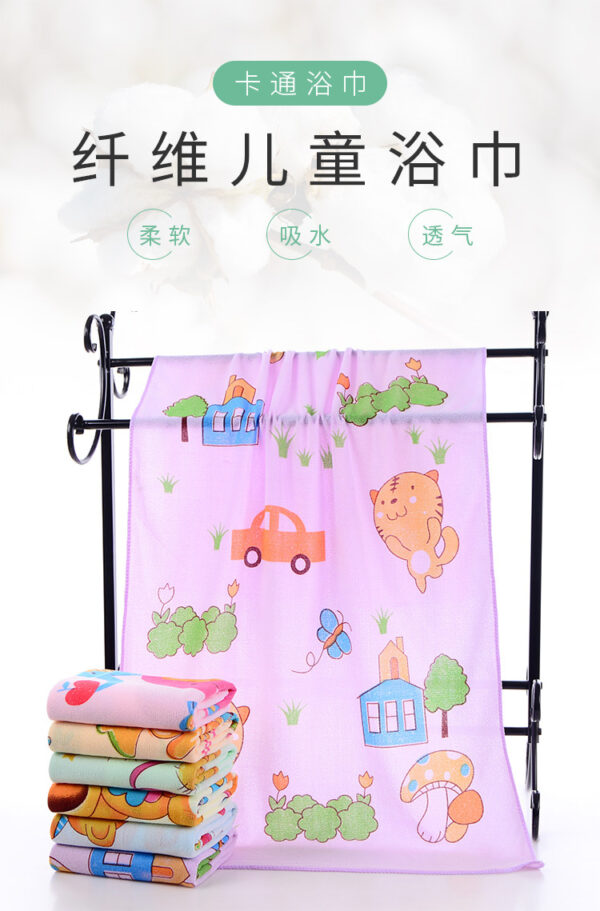 Bath towel cartoon children's beach towel  microfiber household daily necessities 41*21 inc CN -1pcs (Any Color) - Image 6