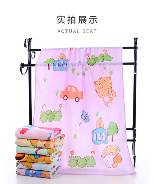 Bath towel cartoon children's beach towel  microfiber household daily necessities 41*21 inc CN -1pcs (Any Color) - Image 5