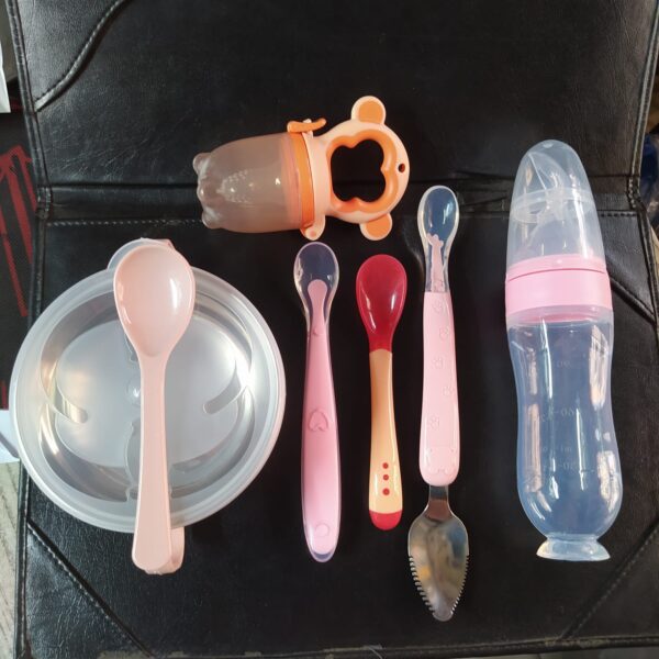 Baby food bowl+Silicone Rice spoon feeder 90ml+two head spoon+Slicone Spoon+Fruit feeder, full set of tools Package (Any Color) - Image 6