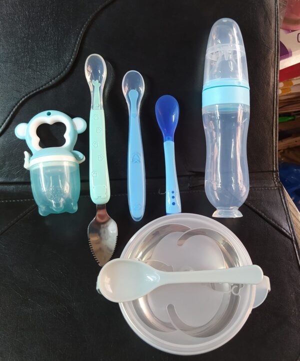 Baby food bowl+Silicone Rice spoon feeder 90ml+two head spoon+Slicone Spoon+Fruit feeder, full set of tools Package (Any Color) - Image 5