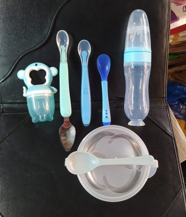 Baby food bowl+Silicone Rice spoon feeder 90ml+two head spoon+Slicone Spoon+Fruit feeder, full set of tools Package (Any Color) - Image 9
