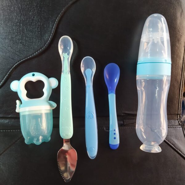 Baby food bowl+Silicone Rice spoon feeder 90ml+two head spoon+Slicone Spoon+Fruit feeder, full set of tools Package (Any Color) - Image 7